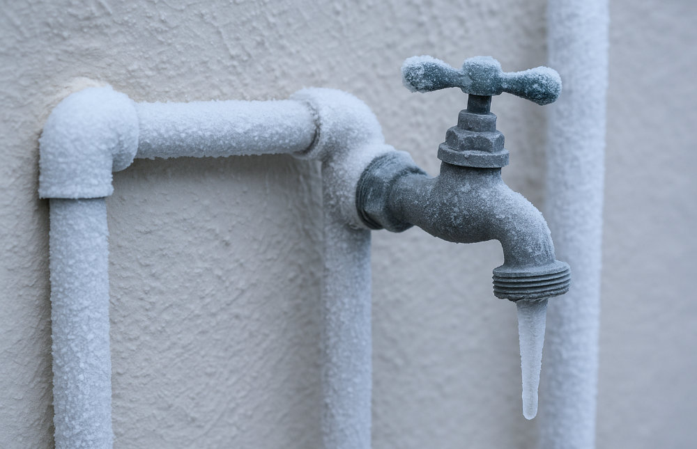 Frozen outdoor plumbing.