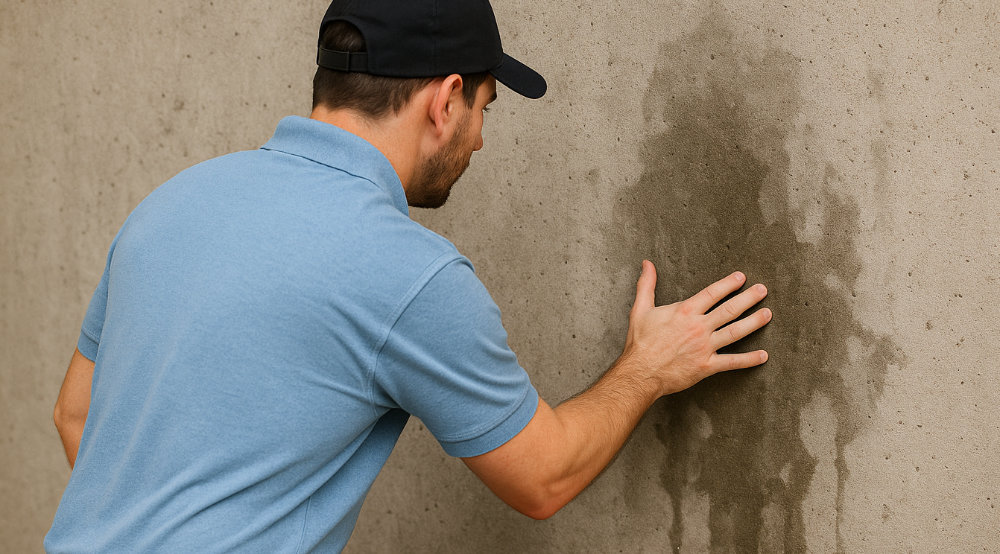Plumber examining a slab leak.