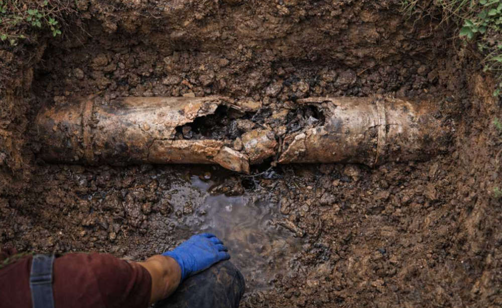 Collapsed, old sewer pipe.