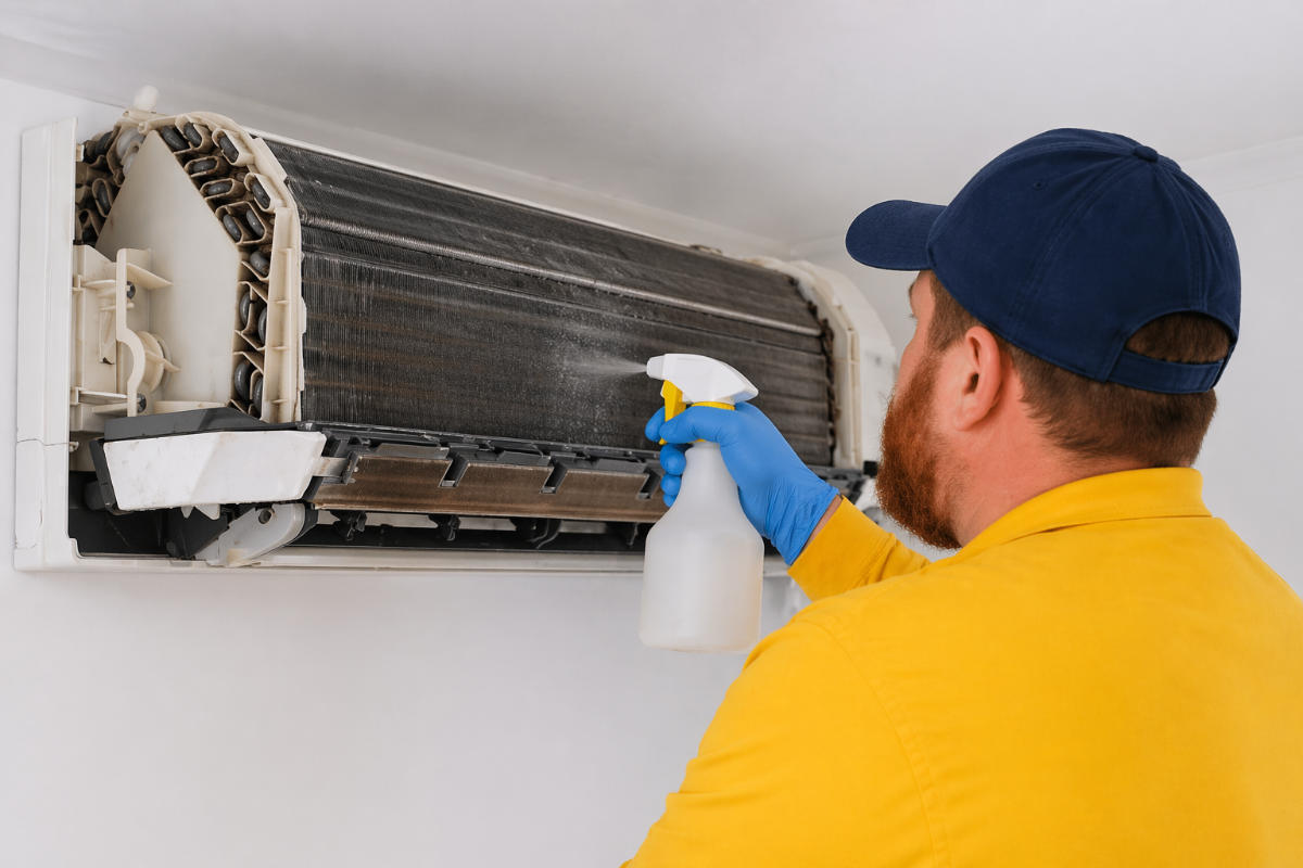 Cleaning and deodorizing the indoor unit of a heat pump.